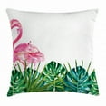 thumbnail image 1 of Tropical Throw Pillow Cushion Cover, Exotic Nature Botanical Artwork with Leaves and Flamingo Watercolors Artwork, Decorative Square Accent Pillow Case, 24 X 24 Inches, Green Pink Blue, by Ambesonne, 1 of 2