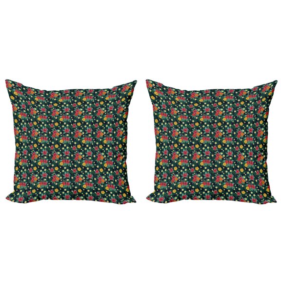 Ambesonne Tropical Throw Pillow Cover 2 Pack, Realistic Flower Print, 18", Multicolor