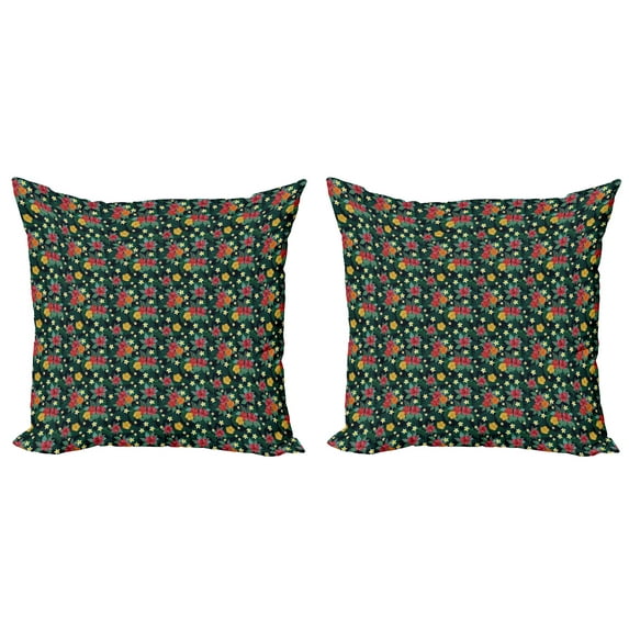 Ambesonne Tropical Throw Pillow Cover 2 Pack, Realistic Flower Print, 16", Multicolor