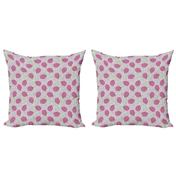 Ambesonne Tropical Throw Pillow Cover 2 Pack, Crosscut Dragon Fruit, 18", Multicolor