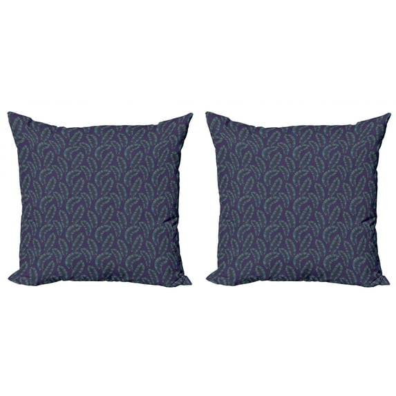 Tropical Throw Pillow Cushion Cover Pack of 2, Exotic Leaves Hawaiian Style Caribbean Plants Botanical Eco Pattern, Zippered Double-Side Digital Print, 4 Sizes, Plum Teal Pale Green, by Ambesonne
