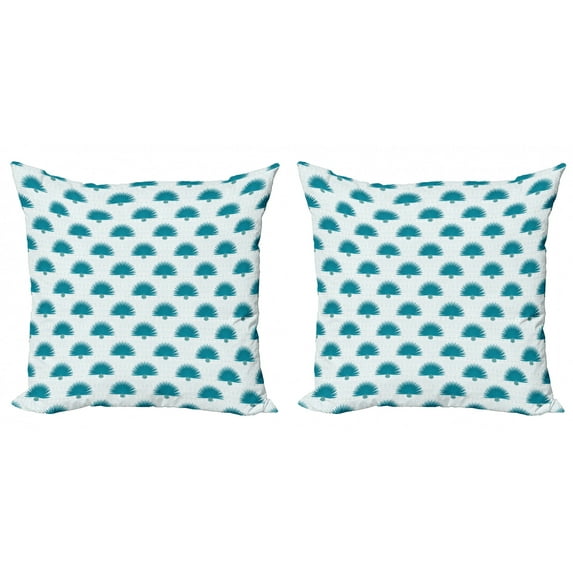 Ambesonne Tropical Throw Pillow Cover 2 Pack, Exotic South America Plant, 20", Pale Blue Teal White