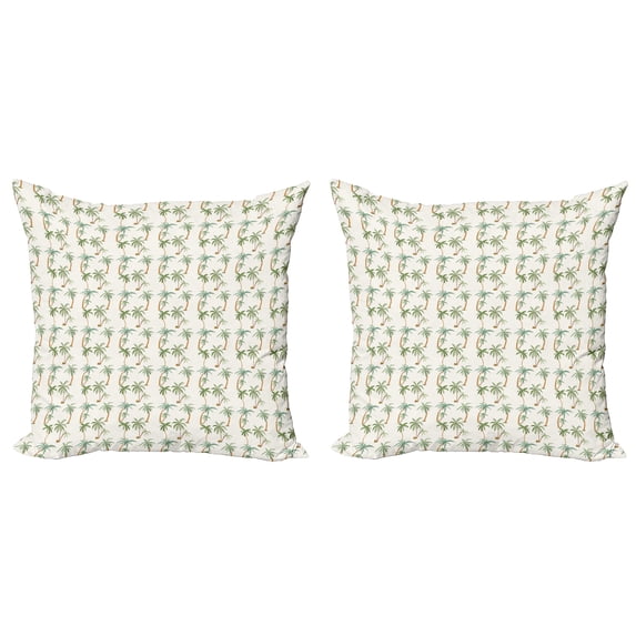 Ambesonne Tropical Throw Pillow Cover 2 Pack, Palm Trees Pattern, 18", Multicolor
