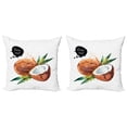 thumbnail image 1 of Ambesonne Tropical Throw Pillow Cover 2 Pack, Exotic Fruit of Hawaii, 20", Fern Green Brown Black, 1 of 2