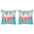 thumbnail image 1 of Ambesonne Tropical Throw Pillow Cover 2 Pack, Flamingos on Vacation Art, 18", Multicolor, 1 of 2