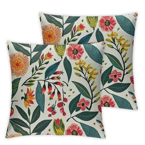 Tropical Throw Pillow Cushion Cover, Paradise Fruit Watermelon Banana Palm Leaves Papaya and Pears Aloha Summer Design, Decorative Square Accent Pillow Case,