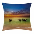 thumbnail image 1 of Tropical Throw Pillow Cushion Cover, Traditional Thailand Boats in Ocean and Horizon Exotic Sea Vacation Landscape, Decorative Square Accent Pillow Case, 24 X 24 Inches, Multicolor, by Ambesonne, 1 of 2