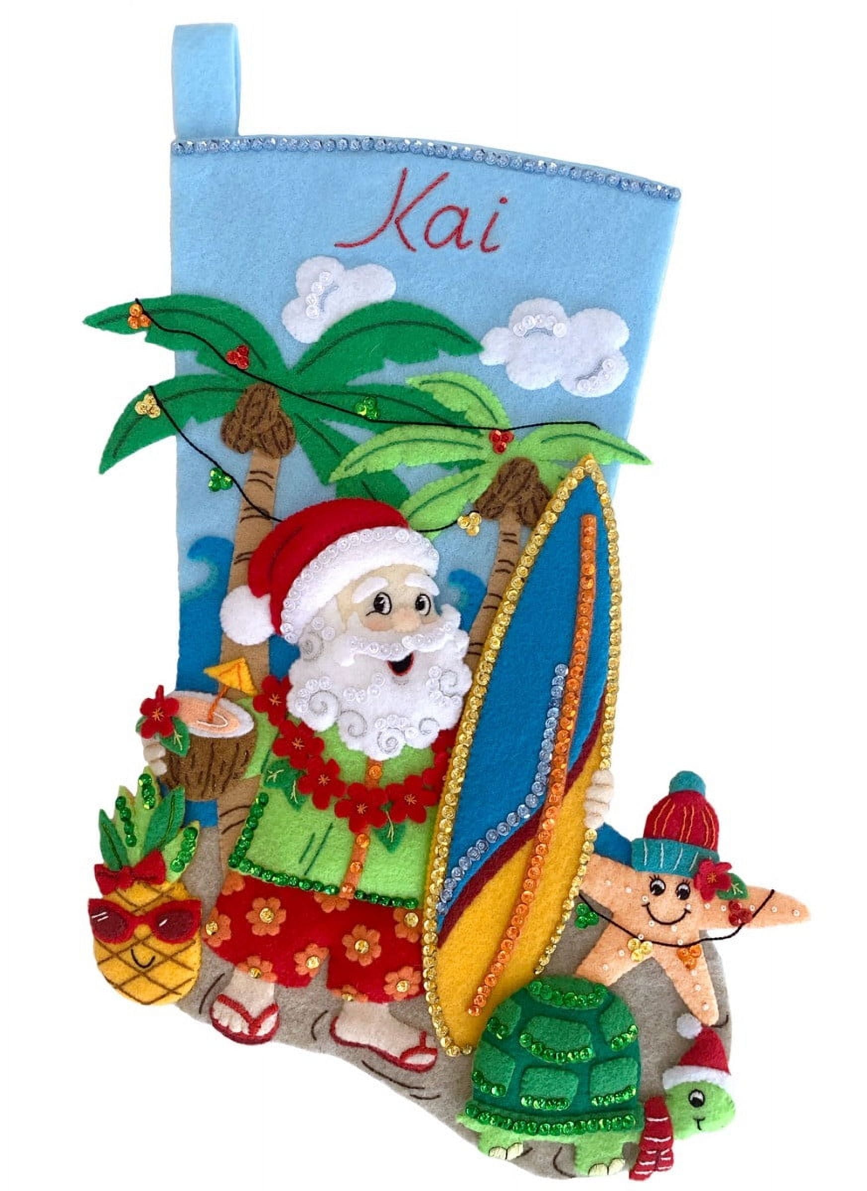 Tropical Santa Beach Felt Christmas Stocking Kit