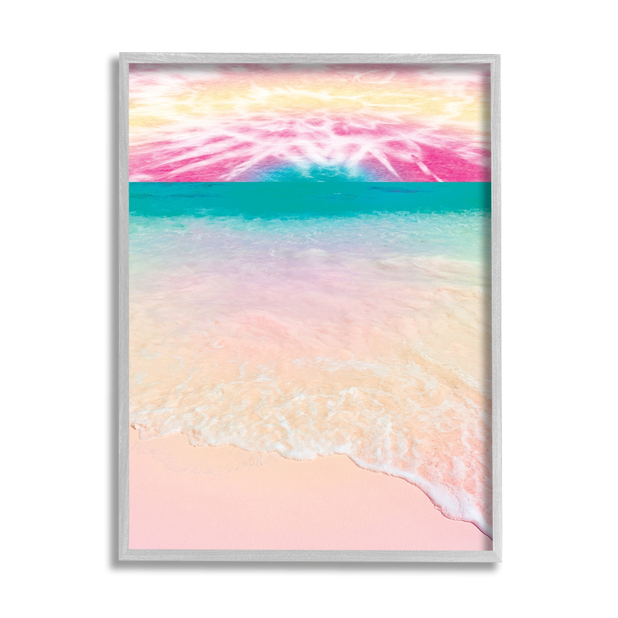 Tropical Tie Dye Beach Horizon Coastline Landscape 11 in x 14 in Framed Painting Art Print, by Stupell Home Décor