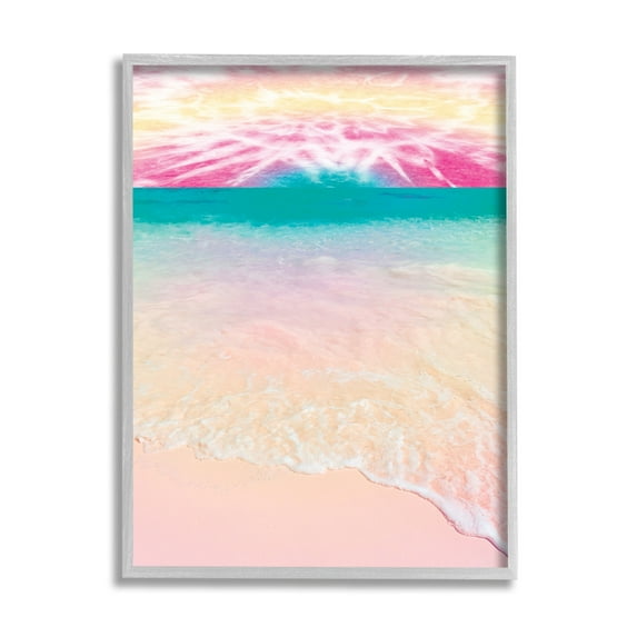Tropical Tie Dye Beach Horizon Coastline Landscape 11 in x 14 in Framed Painting Art Print, by Stupell Home Décor