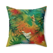 Tropical - Tie-dye Style Watercolor Pattern - Spun Polyester Square Pillow