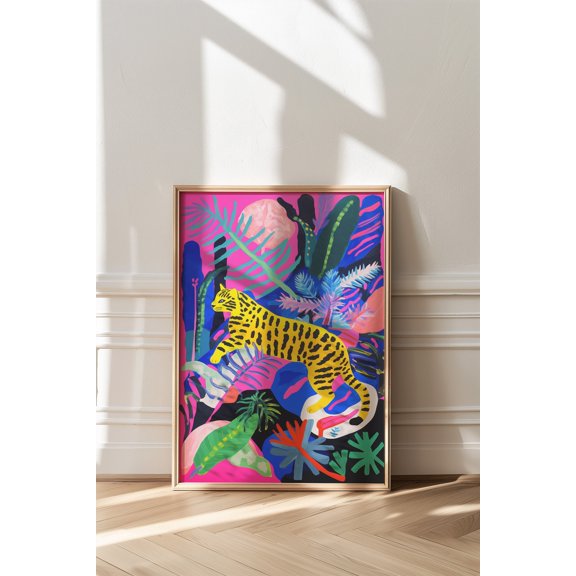 Tropical Tiger Art Print Eclectic Maximalist Wall Decor, Poster Only
