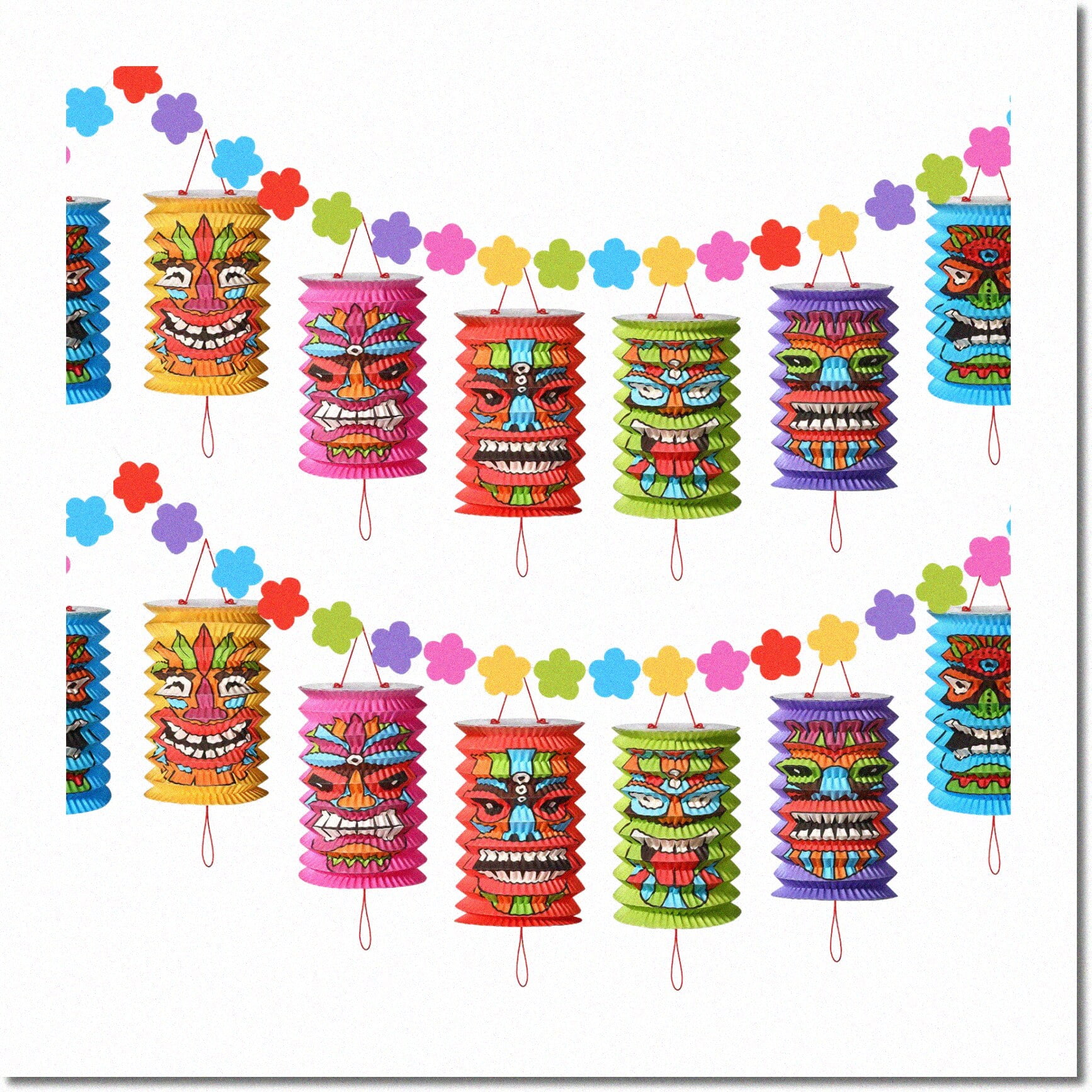 Tropical Tiki Luau: Aloha Lanterns \u0026 Floral Banners - Vibrant Hawaiian Party Decorations for Bars, Festivals, and Outdoor Birthday Celebrations!