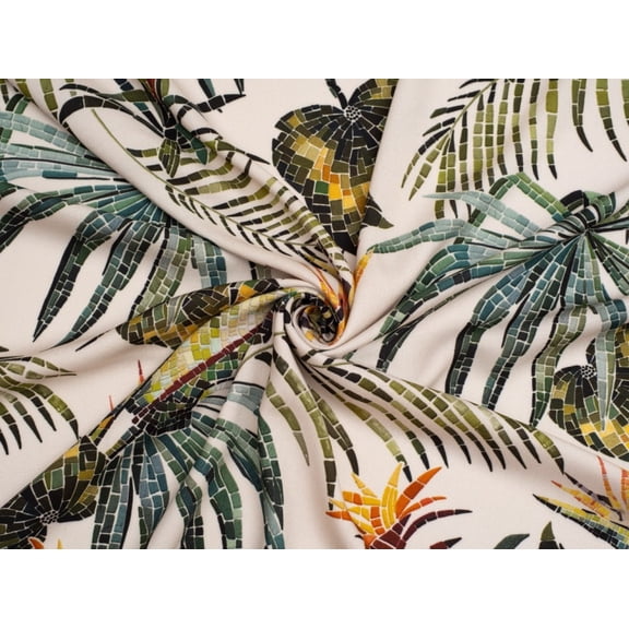 Tropical Tiles Viscose Challis Fabric Minerva Exclusive - per yard