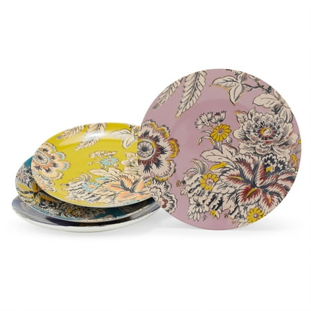 Tropical Toile Floral Mix and Match 4 Pieces Appetizer Plate Set by Drew Barrymore Flower Home
