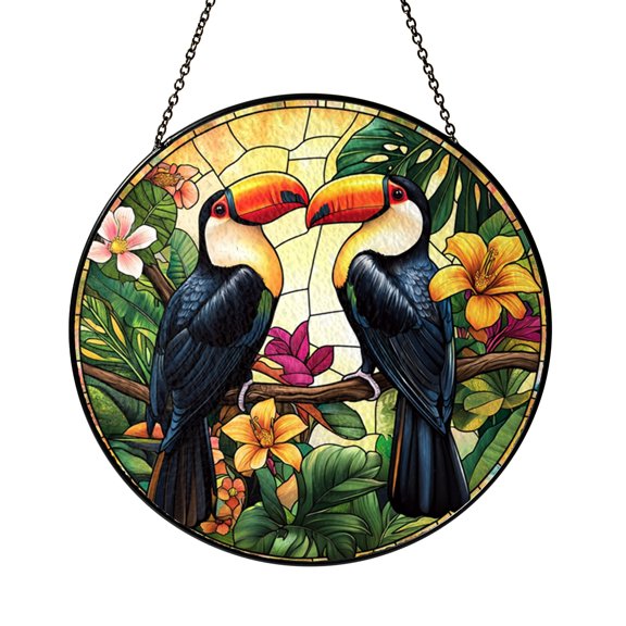 Tropical Toucan Window Art – Stained Glass Style Hanging