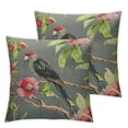 thumbnail image 1 of Tropical Tree Throw Pillow Cover Flowers of Hibiscus Blooming Ginger Palm Leaves Parrot Ara and Toucan  Fabric for Couch Bed Sofa Car Waist Cushion Cover Set of 2, 1 of 7