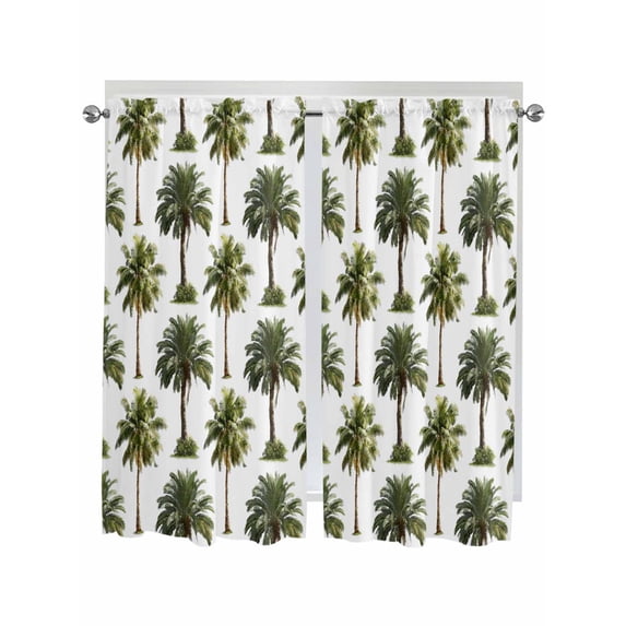 Tropical Trees Living Room Curtains 2 Panel, Summer Palm Trees Botanical Vintage Green Cafe Window Treatment, Extra Long Farmhouse Bedroom Bathroom Kitchen Curtains Drapes 104"x72"