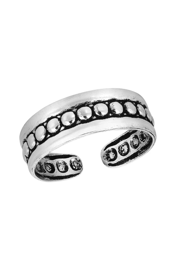 Tropical Tribal Accent Row of Circles Dots Sterling Silver Toe or Pinky Ring