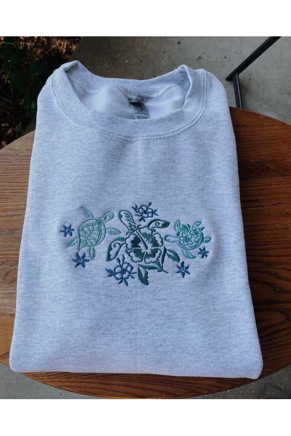 Tropical Turtles Embroidered Sweatshirt