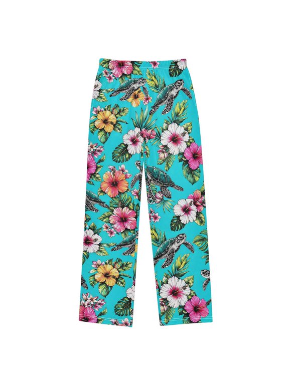 Tropical Turtles Kids Pajama Pants Boys Pjs Bottoms Sleepwear Lounge Small
