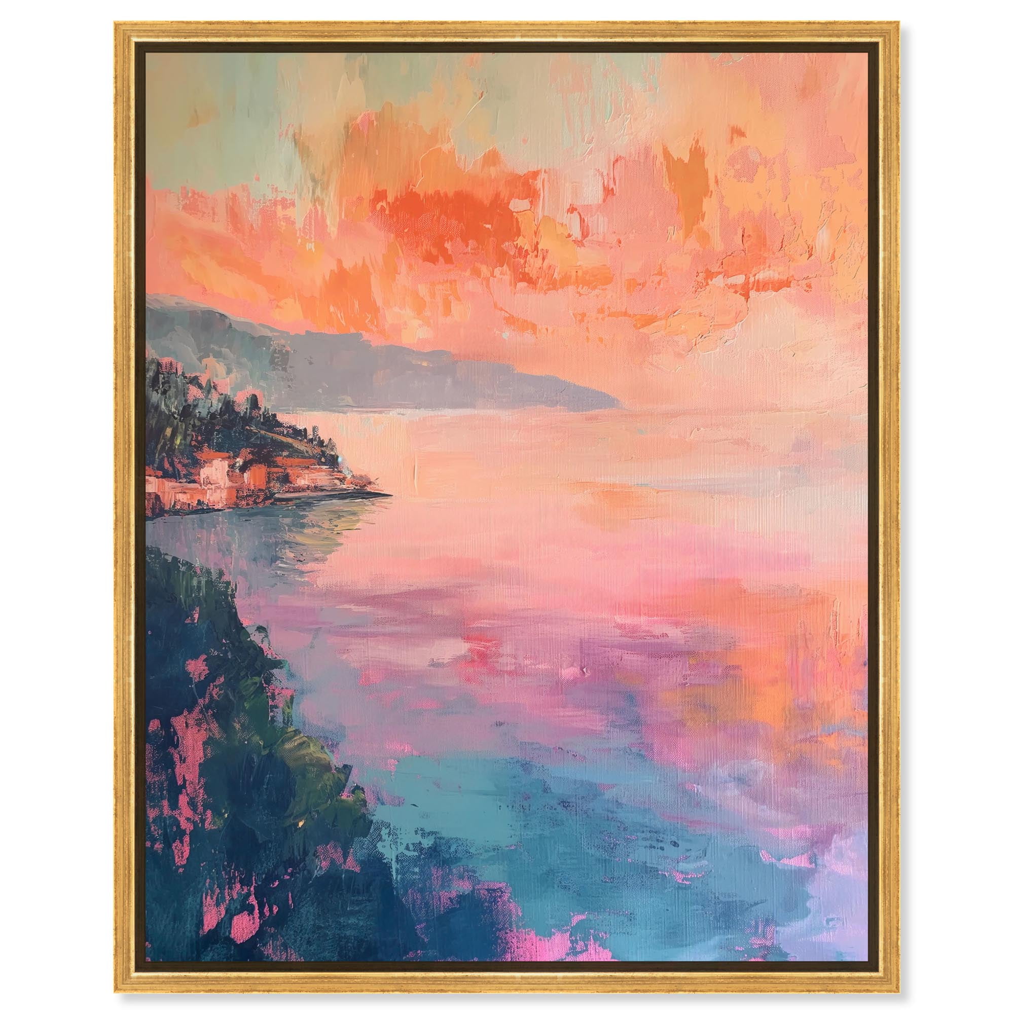 Tropical Twilight I Canvas Vivid Coastal Art by Art Remedy, Gold Frame ...