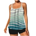 thumbnail image 1 of Tropical Two Piece Tankini Bathing Suits for Women Adjustable Strap Beach Printed Swimwear Tank Tops with Boyshorts Light Blue, L, 1 of 6