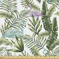 thumbnail image 1 of Tropical Upholstery Fabric by the Yard, Composition of Jungle Palm Leaves and Exotic Flamingos, Decorative Fabric for DIY and Home Accents, Olive Green Multicolor by Ambesonne, 1 of 5