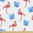 thumbnail image 1 of Ambesonne Tropical Fabric by the Yard Upholstery, Flamingo Birds Palm Leaves, 1 Yard, Pink Blue and White, 1 of 5
