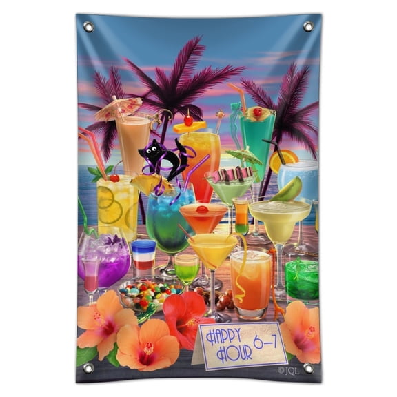 Tropical Vacation Happy Hour Beach Bar Drinks Home Business Office Sign
