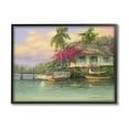 thumbnail image 1 of Tropical Vacation Seaside House Landscape Painting Black Framed Art Print Wall Art, 1 of 7
