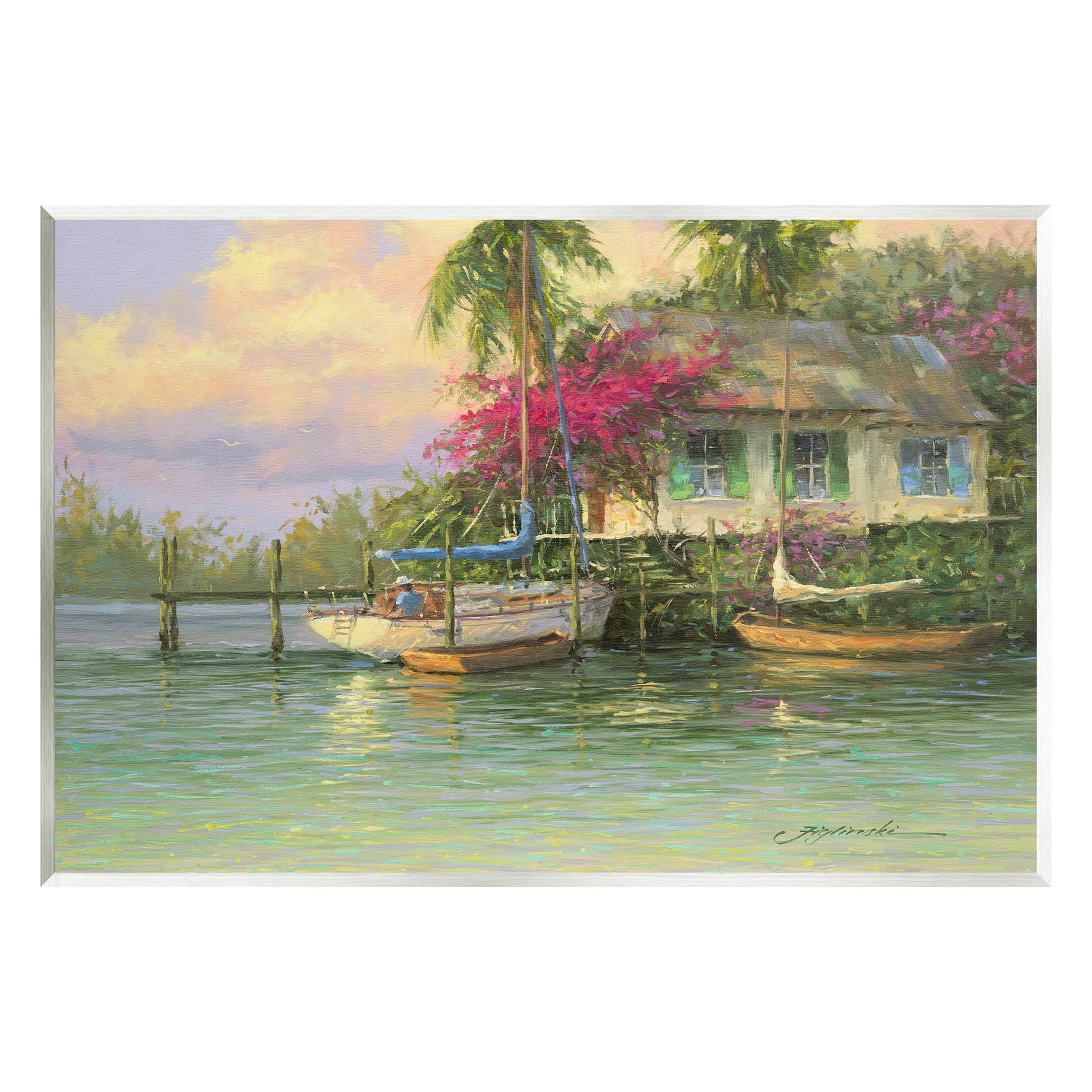 Tropical Vacation Seaside House Landscape Painting Unframed Art Print Wall Art