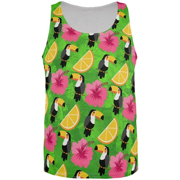Tropical Vacation Toucan Pattern All Over Mens Tank Top Multi SM