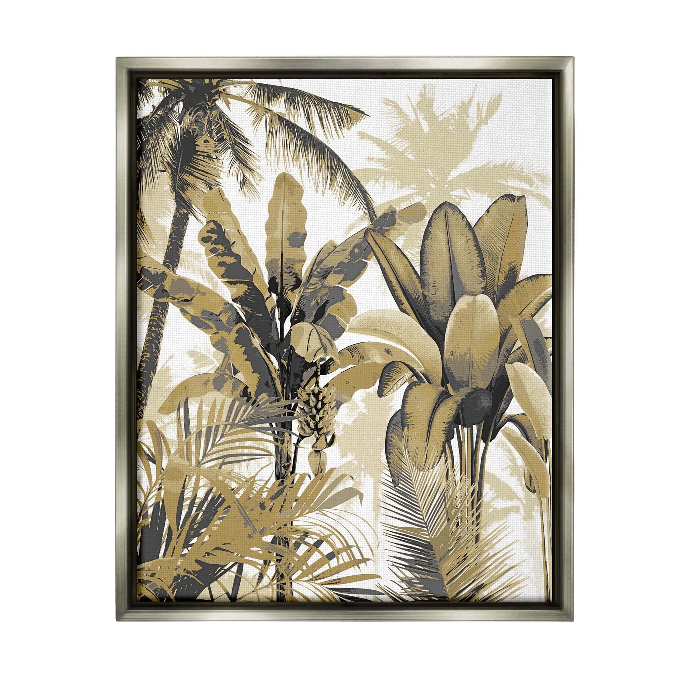 Tropical Varied Layered Palms Botanical & Floral Graphic Art Luster Gray Framed Art Print Wall Art