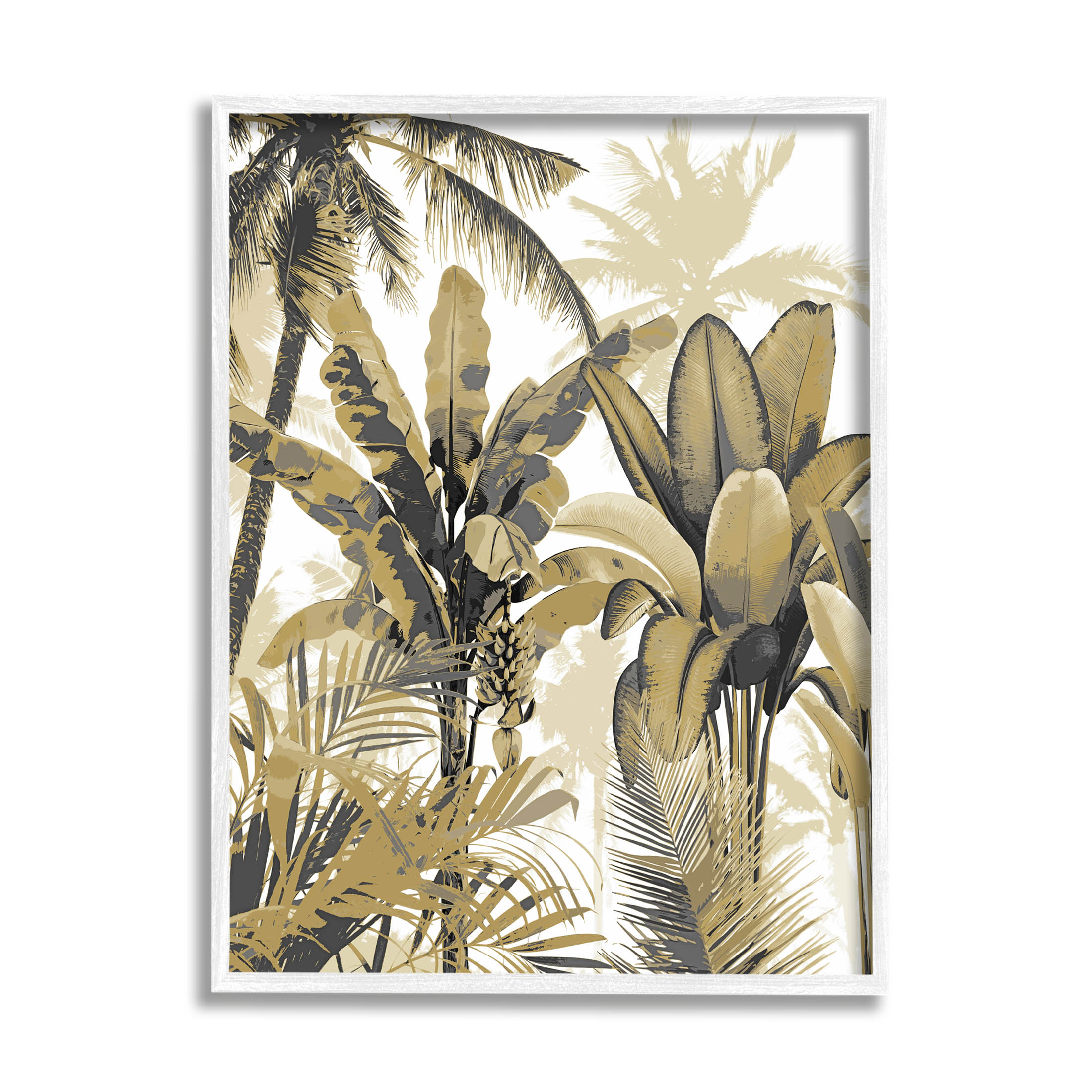 Tropical Varied Layered Palms Botanical & Floral Graphic Art White Framed Art Print Wall Art