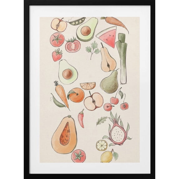 Tropical Vegetable illustration Framed Art Modern Wall Decor