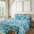 thumbnail image 1 of Ambesonne Tropical Vibe Fitted & Flat Sheet with Shams 4 Pcs Set, Exotics Palm Abstract, Full, Sea Blue Off White Aqua, 1 of 1