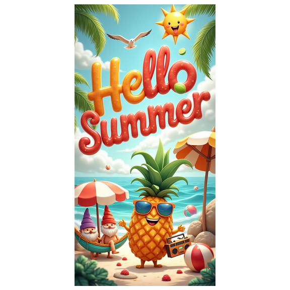 Tropical Vibes Hello Summer Banner Fun Beach Pineapple Sunglasses Sun for Summer Party Outdoor Celebration Beach Party