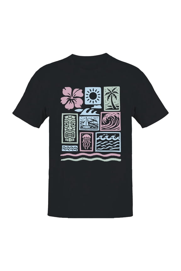 Tropical Vibes Ocean Graphic Men's T-shirt Black