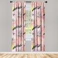 thumbnail image 1 of Tropical Vibes Window Curtains, Soft Colors Palm Tree Leaves Pattern with Abstract Boho Stripes, Lightweight Decor 2-Panel Set with Rod Pocket, Pair of - 28"x63", Pale Pink Yellow Coral, by Ambesonne, 1 of 3