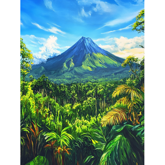 Tropical Volcano Landscape Canvas Print/Wall ArtPerfect for Living RoomBedroomOfficeHoteland Gallery Wall Decor