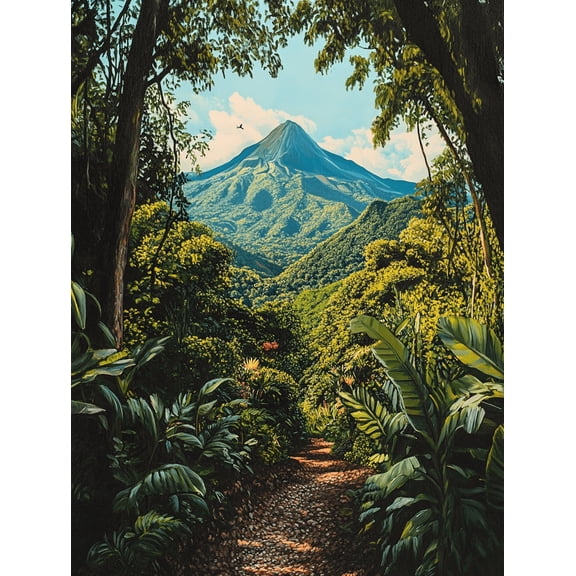 Tropical Volcano Landscape Canvas Wall Art Perfect for Living Room Bedroom Office Bathroom and Hallway Decor.