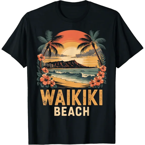Tropical Waikiki Honolulu Hawaii Island Waikiki T-Shirt Size S-5XL