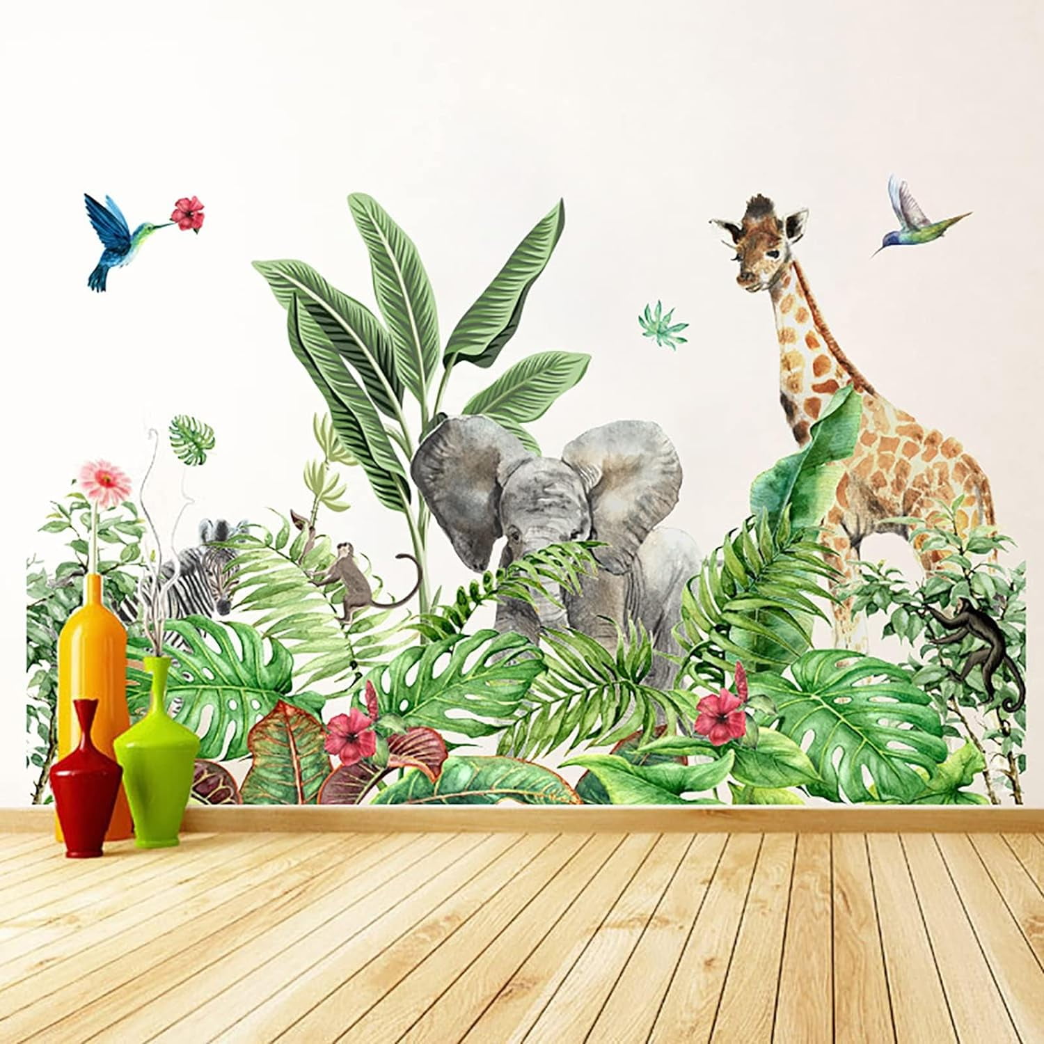 Tropical Wall Decals, Rainforest Wall Stickers Safari Animal Wall
