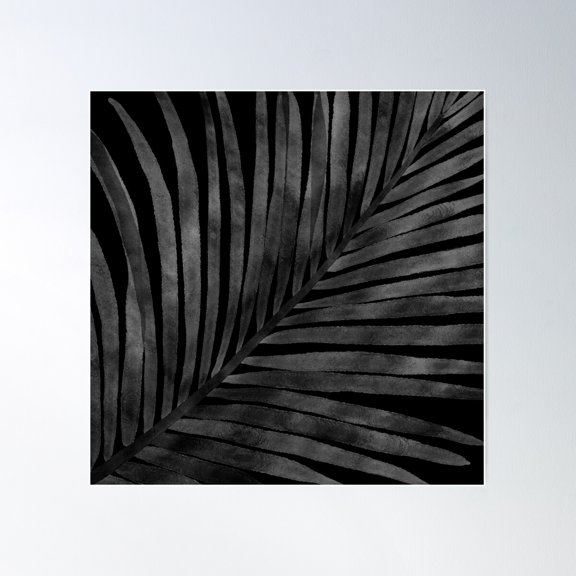 Tropical Watercolor Black Palm Leaf Poster Wall Art, Modern Wall Decor For Living Room Bedroom, 30x30 UNFRAMED
