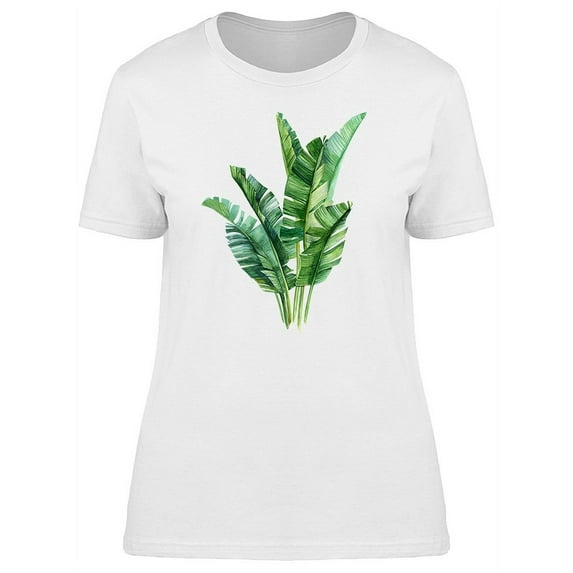 Tropical Watercolor Palm Leaves T-Shirt Women -Image by Shutterstock, Female Medium
