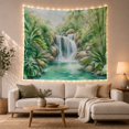 thumbnail image 1 of Tropical Waterfall with Bamboo and Teal Pool, Peaceful Coastal for Nature Lovers, Waterfall Wall Art, Housewarming Gift, Tapestry Wall Hanging for Bathroom and Living Room, 1 of 7