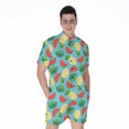 thumbnail image 1 of Tropical Watermelon And Pineapple Short Sleeve Men'S Rompers, Pineapple Aloha Tropical Fruits Hawaiian Casual Summer Jumpsuits Outfit, 1 of 4