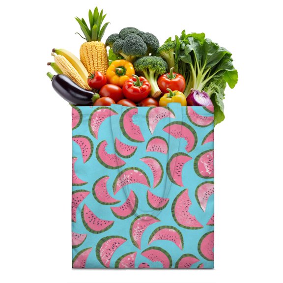 Tropical Watermelon Canvas Tote Bag Summer Fruit Pattern Print Aesthetic Watermelon Lovers Cute Sunshine Beach Summer Party Fresh Geometric Refresh Reusable Eco-Friendly Lightweight Foldable Shopping