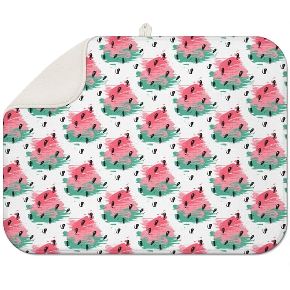 Tropical Watermelon Dish Drying Mat Super Absorbent 3-Layer Kitchen Counter Mat Foldable Heat Resistant 18"x24"